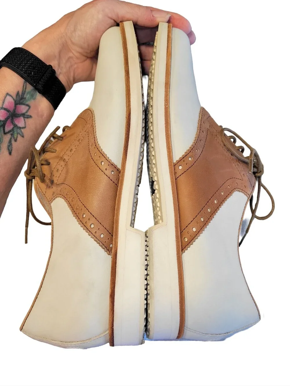 Polo Ralph Lauren Two-Tone Leather Saddle Shoes Men's Size 10.5 Classic Oxford